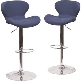 Carnegy Avenue 33 in. Blue Fabric Bar stool (Set of 2) Carnegy Avenue 33 in. Blue Fabric Bar stool (Set of 2)