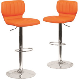 Carnegy Avenue 33.5 in. Orange Vinyl Bar stool (Set of 2) Carnegy Avenue 33.5 in. Orange Vinyl Bar stool (Set of 2)