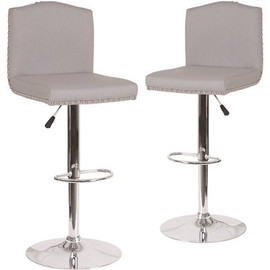 Carnegy Avenue 32.5 in. Light Gray Fabric Bar Stool (Set of 2)