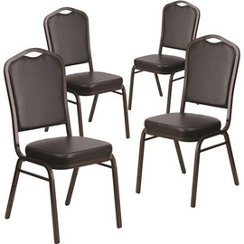 Carnegy Avenue Black Vinyl/Gold Vein Frame Banquet Stack Chair (Set of 4)