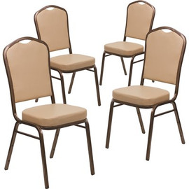 Carnegy Avenue Tan Vinyl/Copper Vein Frame Banquet Stack Chair (Set of 4)