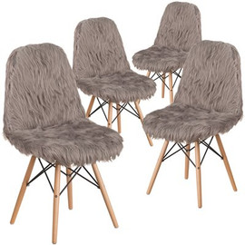 Carnegy Avenue Charcoal Gray Furry Chair (Set of 4)