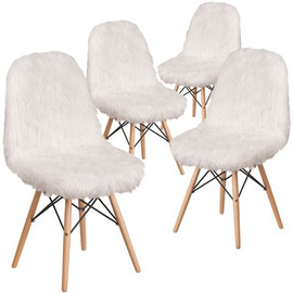 Carnegy Avenue White Furry Chair (Set of 4)