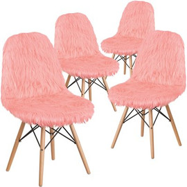 Carnegy Avenue Hermosa Pink Furry Chair (Set of 4)