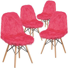 Carnegy Avenue Hot Pink Furry Chair (Set of 4)