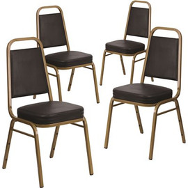 Carnegy Avenue Black Vinyl/Gold Frame Banquet Stack Chair (Set of 4) Carnegy Avenue Black Vinyl/Gold Frame Banquet Stack Chair (Set of 4)