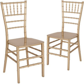 Carnegy Avenue Gold Flat Seat Resin Chiavari Chairs (Set of 2)