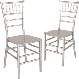 Carnegy Avenue Silver Flat Seat Resin Chiavari Chairs (Set of 2)