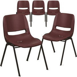 Carnegy Avenue Burgundy Plastic Stack Chairs (Set of 5)