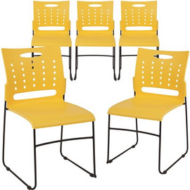 Carnegy Avenue Yellow Plastic Stack Chairs (Set of 5)