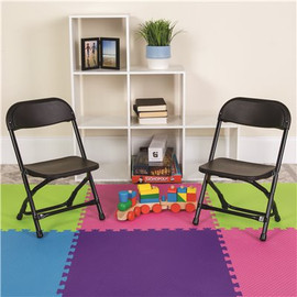 Carnegy Avenue Black Kids Plastic Folding Chairs (Set of 10)