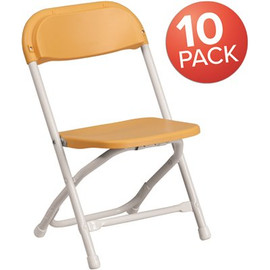 Carnegy Avenue Yellow Kids Plastic Folding Chairs (Set of 10)