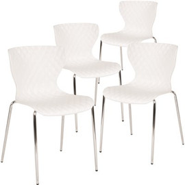 Carnegy Avenue White Plastic Stack Chairs (Set of 4)