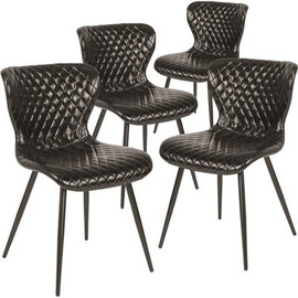 Carnegy Avenue Black Vinyl Vinyl Party Chairs (Set of 4) Carnegy Avenue Black Vinyl Vinyl Party Chairs (Set of 4)
