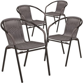 Carnegy Avenue Stackable Metal Outdoor Dining Chair in Gray (Set of 4)