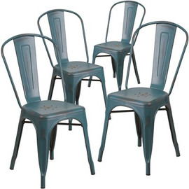 Carnegy Avenue Stackable Metal Outdoor Dining Chair in Kelly Blue-Teal (Set of 4) Carnegy Avenue Stackable Metal Outdoor Dining Chair in Kelly Blue-Teal (Set of 4)