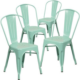Carnegy Avenue Stackable Metal Outdoor Dining Chair in Mint Green (Set of 4) Carnegy Avenue Stackable Metal Outdoor Dining Chair in Mint Green (Set of 4)