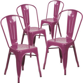 Carnegy Avenue Stackable Metal Outdoor Dining Chair in Purple (Set of 4) Carnegy Avenue Stackable Metal Outdoor Dining Chair in Purple (Set of 4)