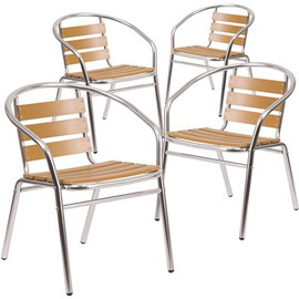 Carnegy Avenue Stackable Metal Bistro Outdoor Dining Chair in Aluminum (Set of 4) Carnegy Avenue Stackable Metal Bistro Outdoor Dining Chair in Aluminum (Set of 4)
