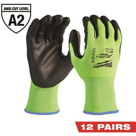 Milwaukee Medium High Visibility Level 2 Cut Resistant Polyurethane Dipped Work Gloves (12-Pack)