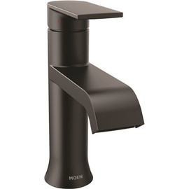 MOEN Genta LX Single Hole Single-Handle Bathroom Faucet with Drain Assembly in Matte Black