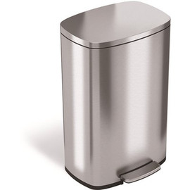 HLS COMMERCIAL 13.2 Gal. Step Stainless Steel Trash Can with Odor Filter and Removable Plastic Liner