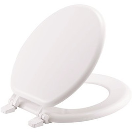 Round Closed Front Wood Toilet Seat in White