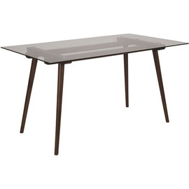 Carnegy Avenue 31.5 in. x 55 in. Walnut/Glass Table