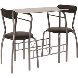 Carnegy Avenue 3-Piece Black Glass Dining Table and Chair Sets