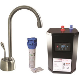 Westbrass 9 in. 1-Handle Hot Water Dispenser Faucet with HotMaster Digital Tank and In-line Water Filter, Satin Nickel Westbrass 9 in. 1-Handle Hot Water Dispenser Faucet with HotMaster Digital Tank and In-line Water Filter, Satin Nickel