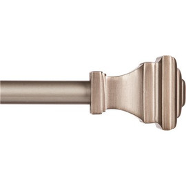 Kenney Fast Fit Easy Install Milton 66 in. - 120 in. Adjustable Single Curtain Rod 5/8 in. Dia., Pewter with Square Finials