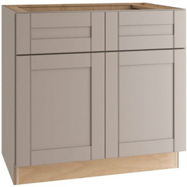 Veiled Gray Shaker Assembled Plywood 33 in. x 34.5 in. x 24 in. Base Kitchen Cabinet with Soft Close