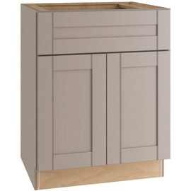 Veiled Gray Shaker Assembled Plywood 27 in. x 34.5 in. x 21 in. Bath Vanity Sink Base Cabinet with Soft Close