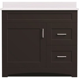 MagickWoods Brixton 36 in. W x 18 in. D Bath Vanity Cabinet in Dark Chestnut with Right Hand Side Drawers