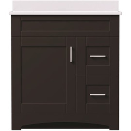 MagickWoods Brixton 30 in. W x 21 in. D Bath Vanity Cabinet in Dark Chestnut with Right Hand Side Drawers
