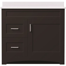 MagickWoods Brixton 36 in. W x 18 in. D Bath Vanity Cabinet in Dark Chestnut with Left Hand Side Drawers