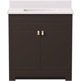 Canberra 31 in. W x 19 in. D Bath Vanity in Dark Chestnut with Cultured Marble Vanity Top in White with White Basin