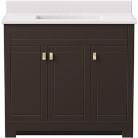 Canberra 37 in. W x 19 in. D Bath Vanity in Dark Chestnut with Cultured Marble Vanity Top in White with White Basin