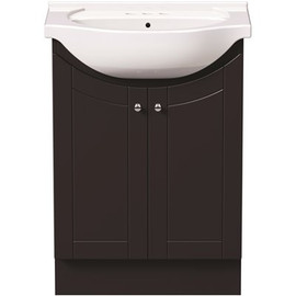 Elliston 24 in. W x 17.6 in. D Bath Vanity in Dark Chestnut with Porcelain Euro Vanity Top in White with White Basin