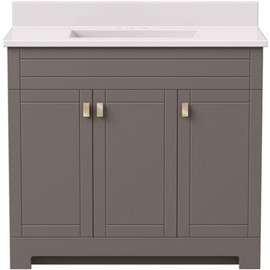 Canberra 37 in. W x 19 in. D Bath Vanity in Gray Slate with Cultured Marble Vanity Top in Solid White with White Basin