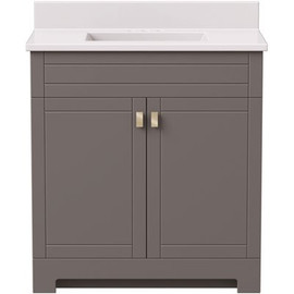 Canberra 31 in. W x 19 in. D Bath Vanity in Gray Slate with Cultured Marble Vanity Top in Solid White with White Basin