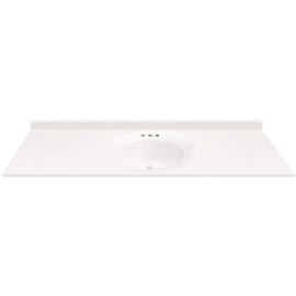 MagickWoods 61 in. W x 19 in. D Cultured Marble Oval Recessed Single Basin Vanity Top in White with White Basin