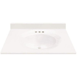 MagickWoods 31 in. W x 22 in. D Cultured Marble Oval Recessed Single Basin Vanity Top in White with White Basin