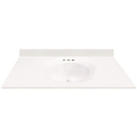 MagickWoods 43 in. W x 22 in. D Cultured Marble Oval Recessed Single Basin Vanity Top in White with White Basin