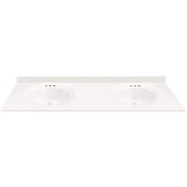 MagickWoods 73 in. W x 22 in. D Cultured Marble Oval Recessed Double Basin Vanity Top in White with White Basins