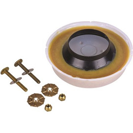 OATEY Johni-Ring 3 in. - 4 in. Standard Toilet Wax Ring with Plastic Horn and Johni-Quick Brass Toilet Bolts