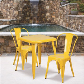 Carnegy Avenue Yellow 3-Piece Metal Square Outdoor Bistro Set