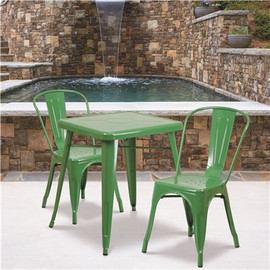 Carnegy Avenue Green 3-Piece Metal Square Outdoor Bistro Set