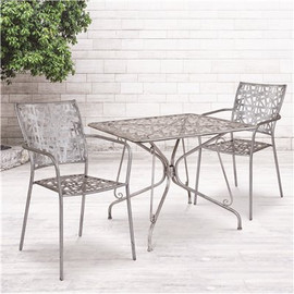 Carnegy Avenue Clear Top/Dark Brown Rattan Square Metal Outdoor Bistro Table