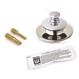 Watco 2.875 in. D x 1.50 in. H Universal NuFit Push Pull Tub Stopper - Stainless Steel Flange - Silicone, Two Pins in Chrome